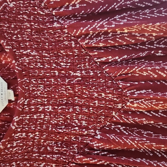 Lucky Brand Red & White Patterned Blouse Small - Picture 5 of 11